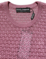 Débardeur rose transparent sans manches à col ras du cou en maille Dolce & Gabbana