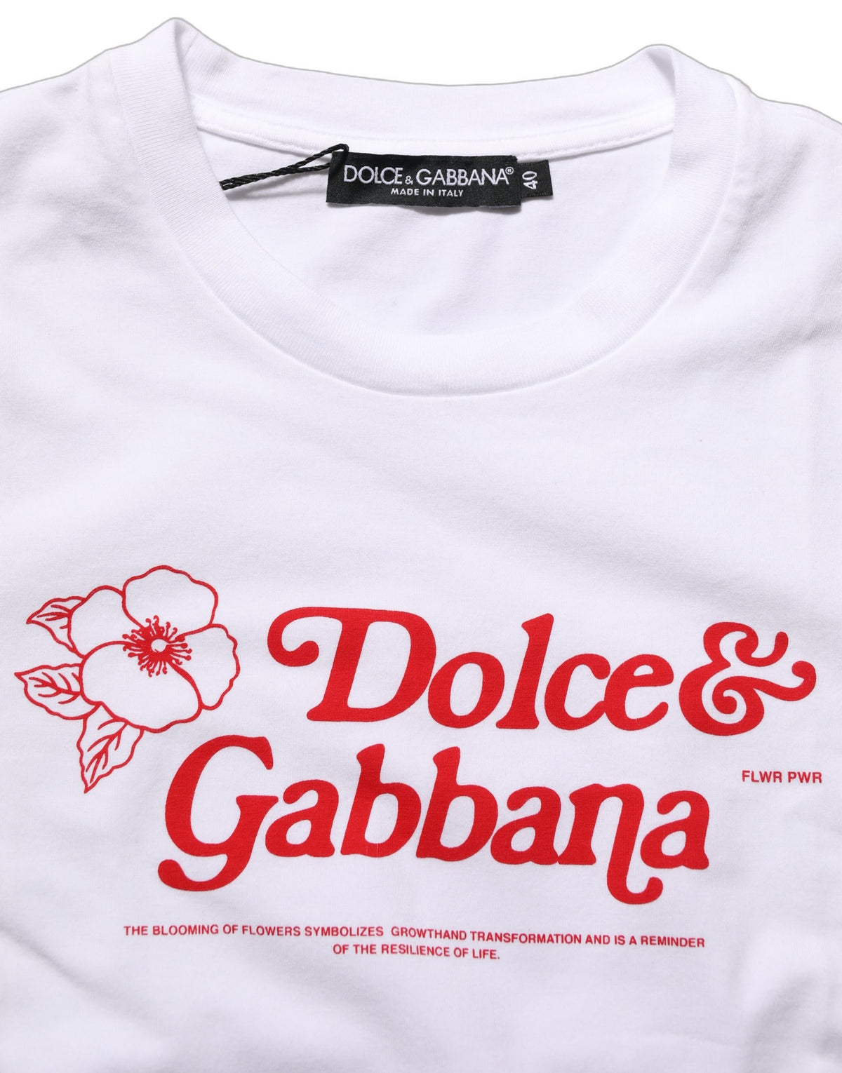 T-shirt col rond Dolce & Gabbana blanc imprimé floral avec logo