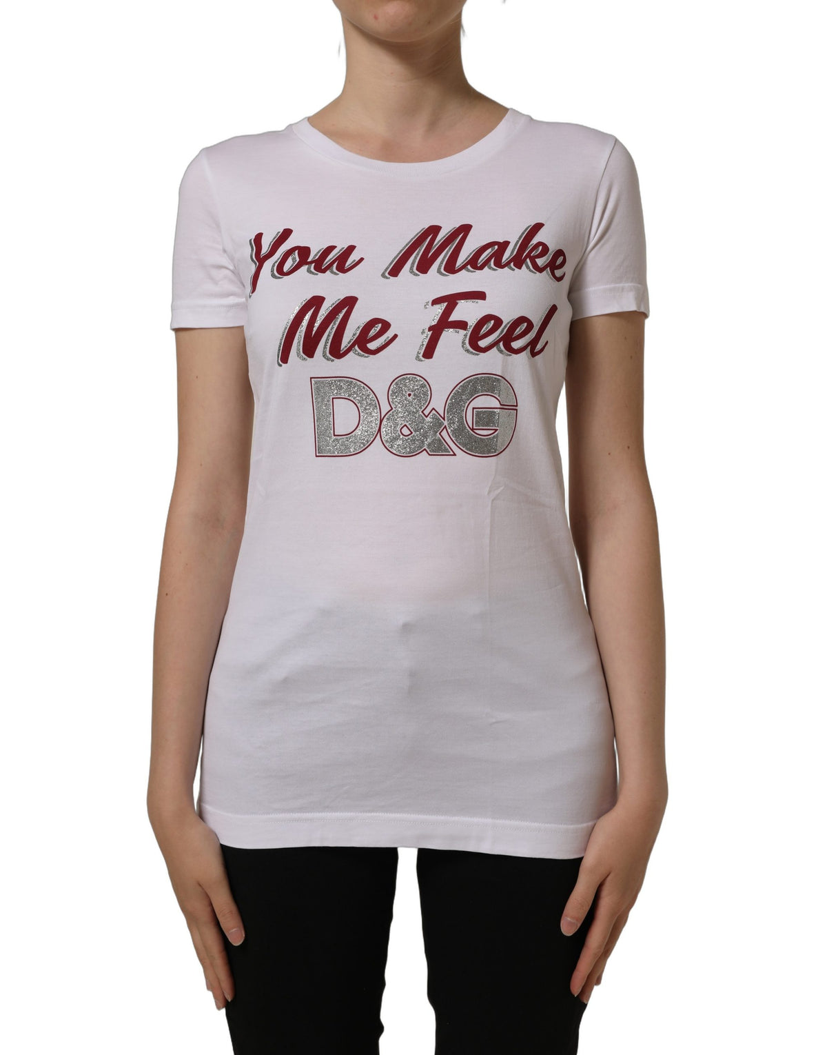 T-shirt Dolce & Gabbana en coton blanc à col rond et imprimé graphique