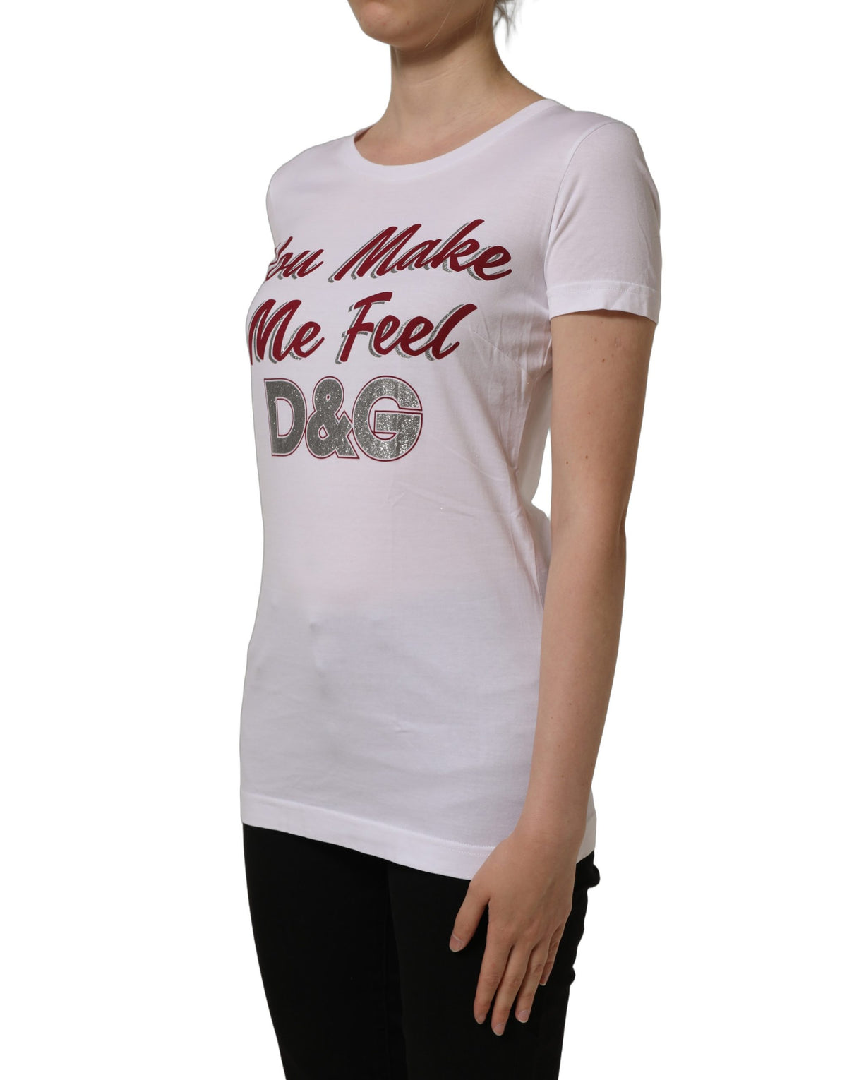 T-shirt Dolce & Gabbana en coton blanc à col rond et imprimé graphique