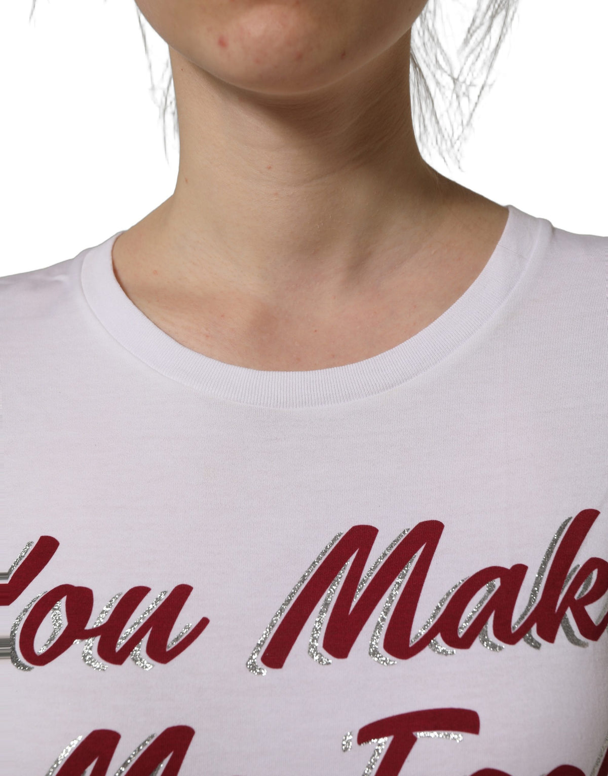 T-shirt Dolce & Gabbana en coton blanc à col rond et imprimé graphique