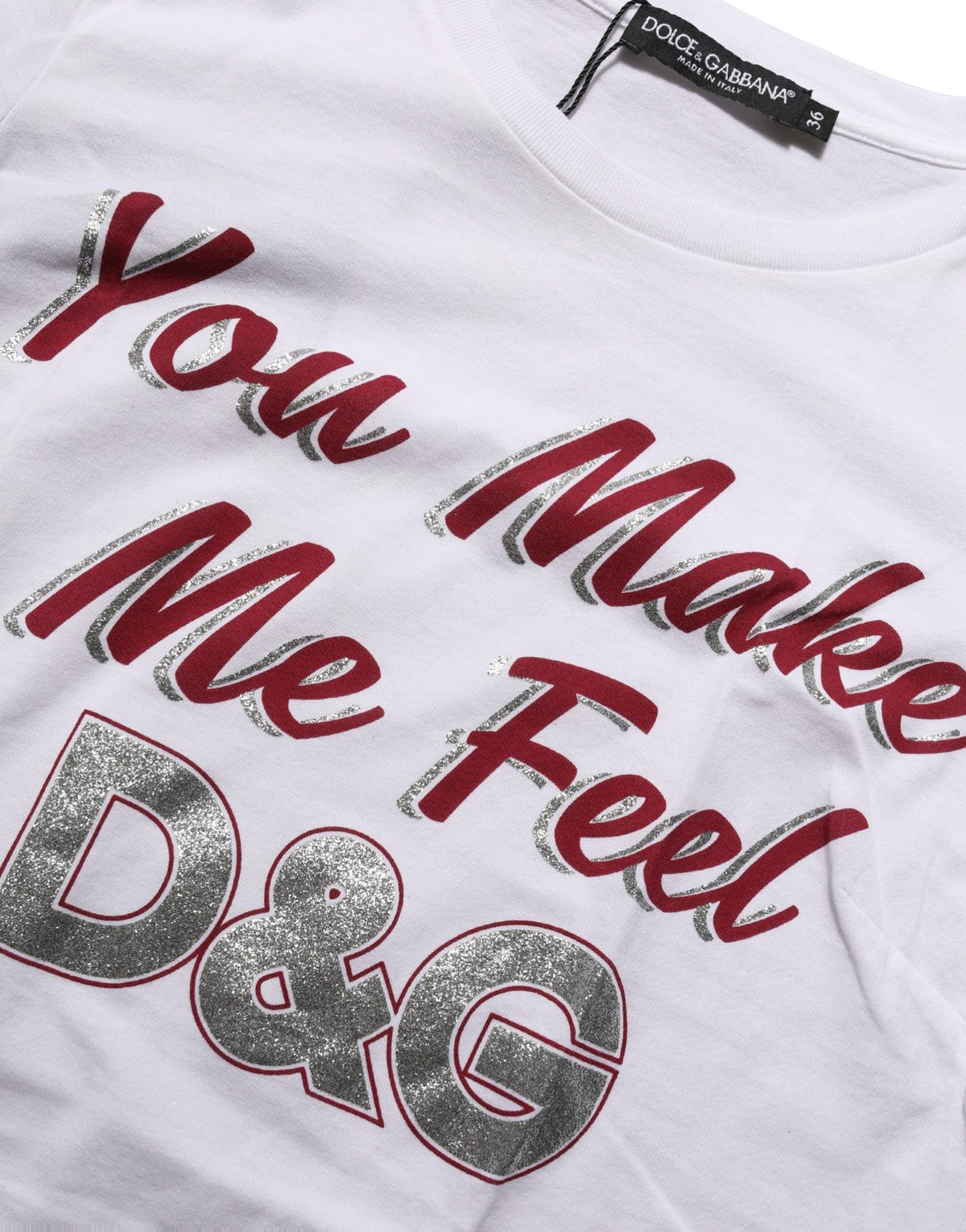 T-shirt Dolce & Gabbana en coton blanc à col rond et imprimé graphique