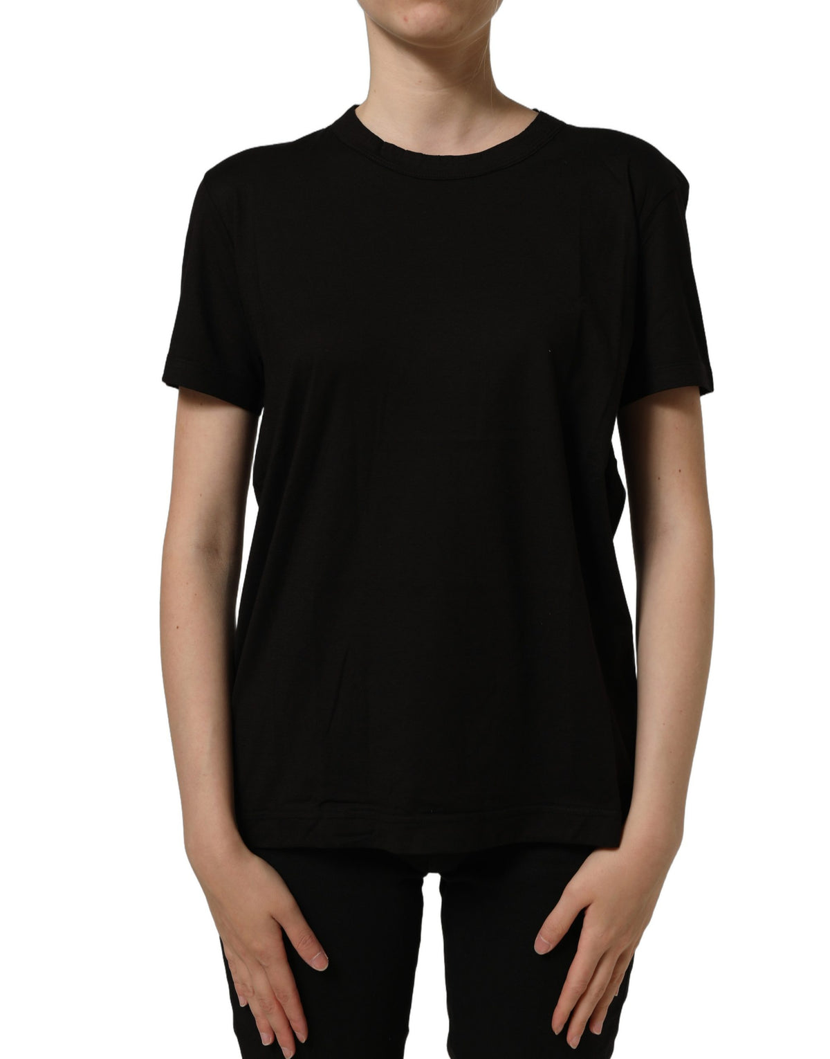T-shirt Dolce & Gabbana en coton noir à col rond et manches courtes