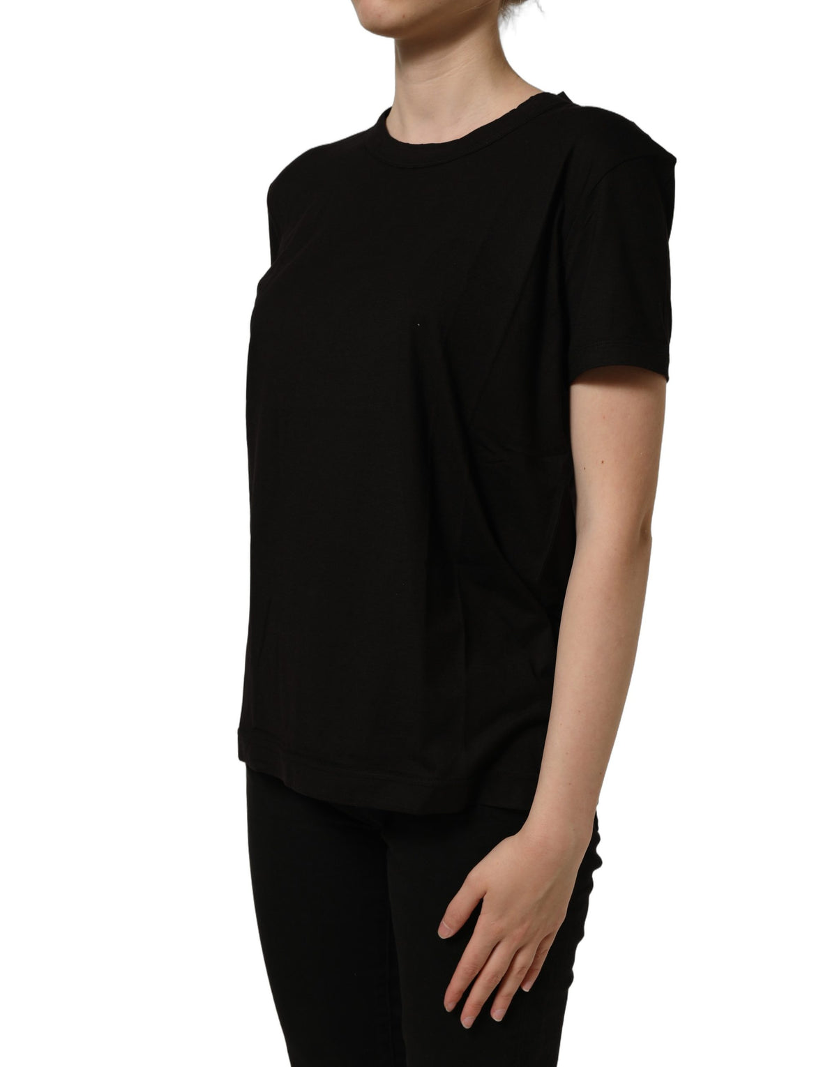 T-shirt Dolce & Gabbana en coton noir à col rond et manches courtes