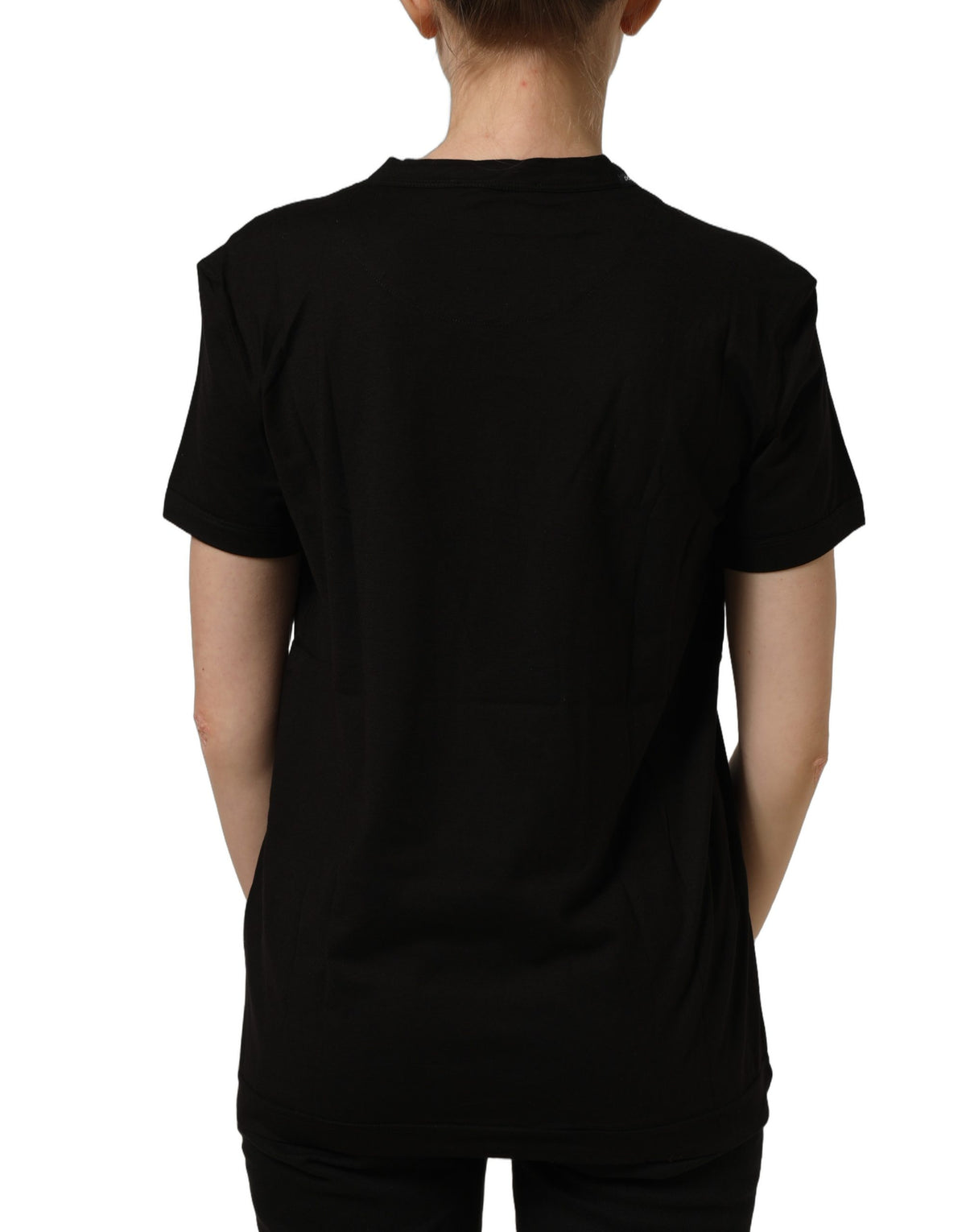 T-shirt Dolce & Gabbana en coton noir à col rond et manches courtes