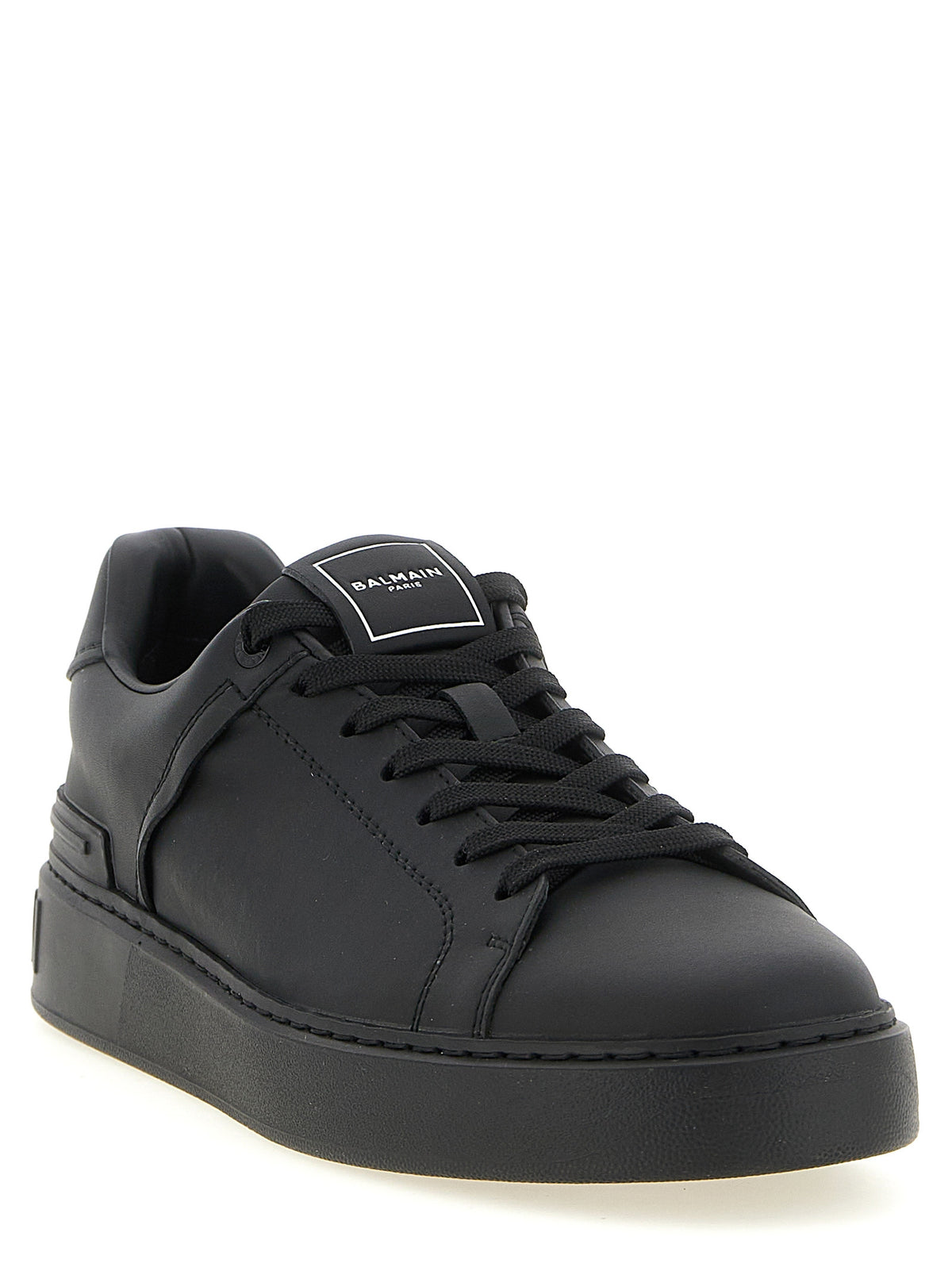 Baskets basses en cuir de veau noir Balmain