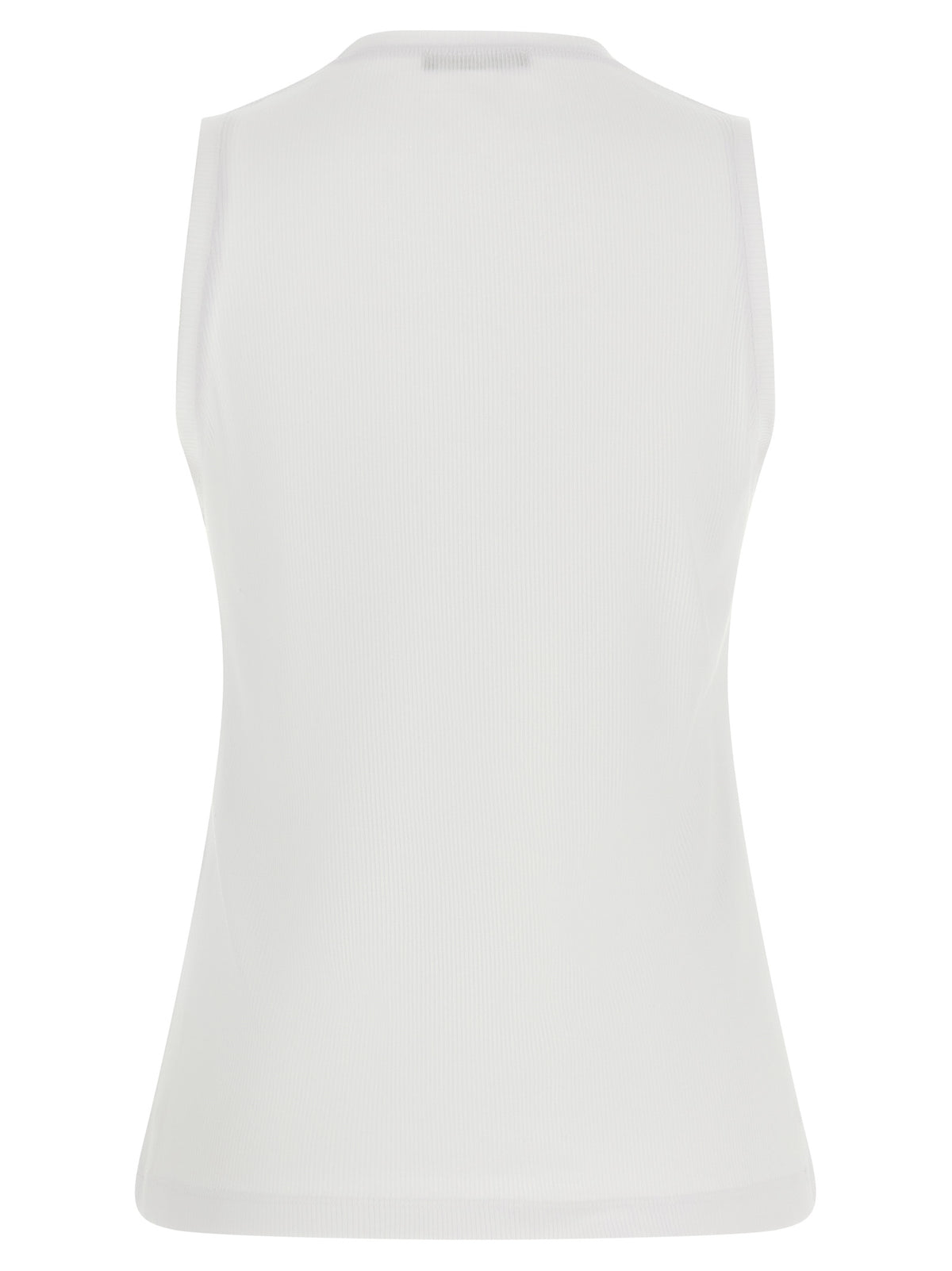Balmain White Cotton Sleeveles T-Shirt