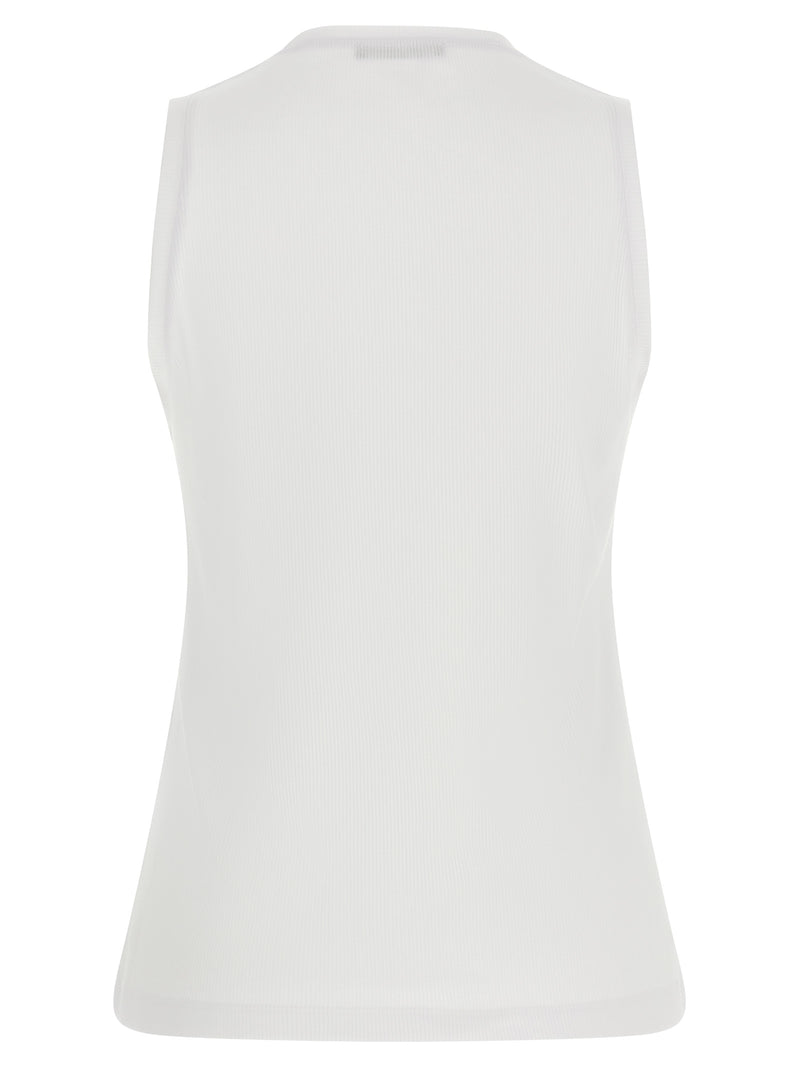 Balmain White Cotton Sleeveles T-Shirt