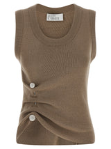 T-Shirt sans manches en laine vierge beige Giuseppe Di Morabito