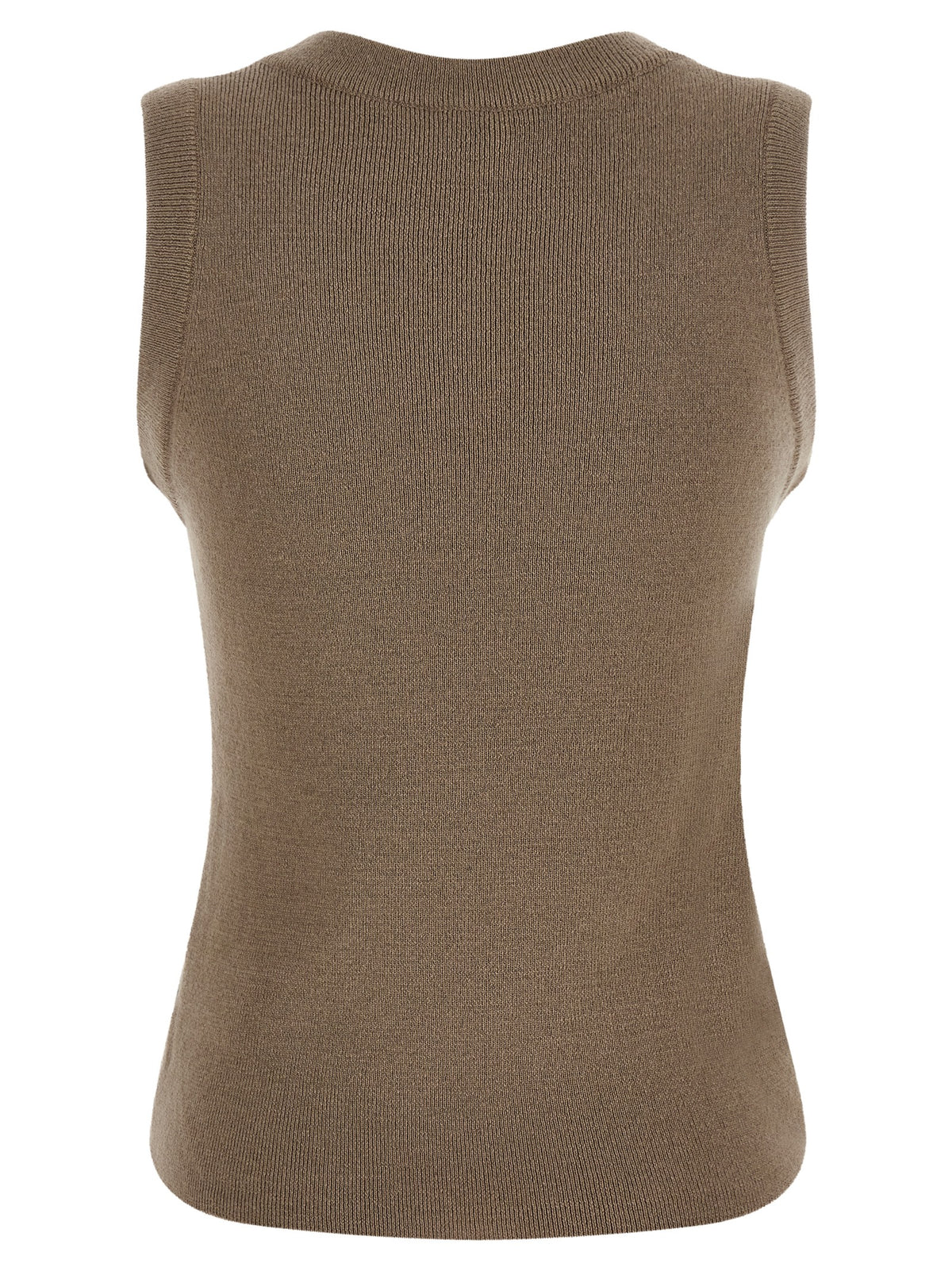 T-Shirt sans manches en laine vierge beige Giuseppe Di Morabito