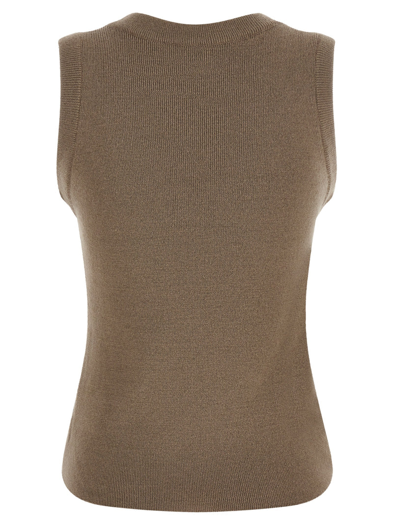 Giuseppe Di Morabito Beige Virgin Wool Sleeveles T-Shirt