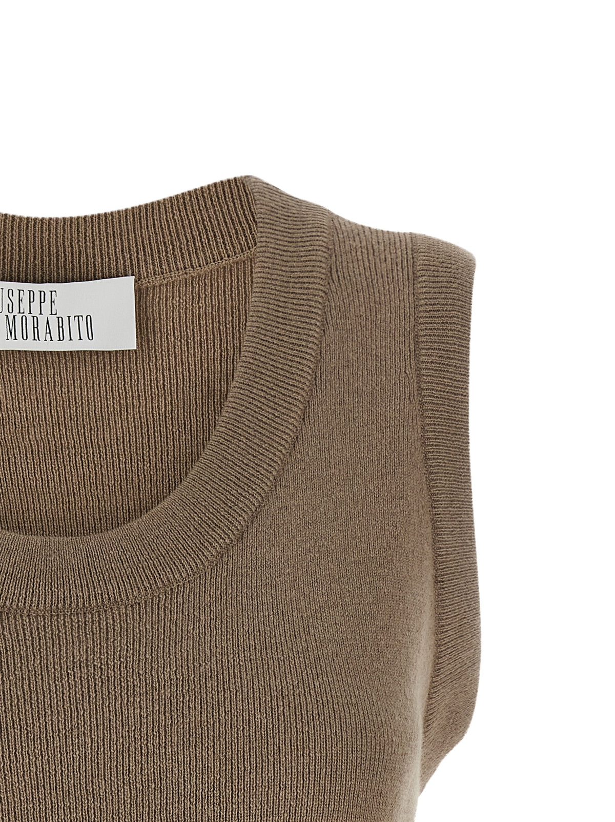 T-Shirt sans manches en laine vierge beige Giuseppe Di Morabito