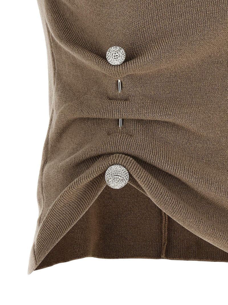 Giuseppe Di Morabito Beige Virgin Wool Sleeveles T-Shirt