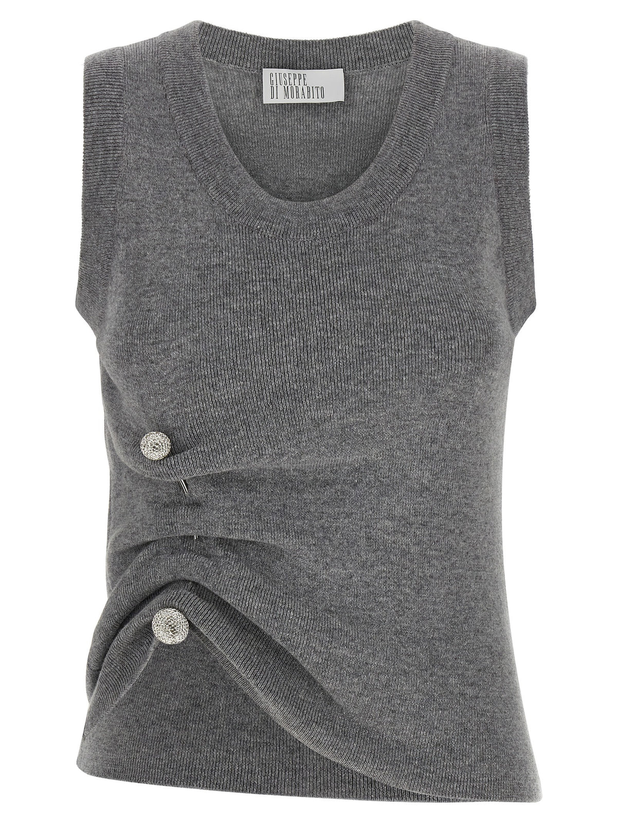 Pull sans manches en laine vierge grise Giuseppe Di Morabito