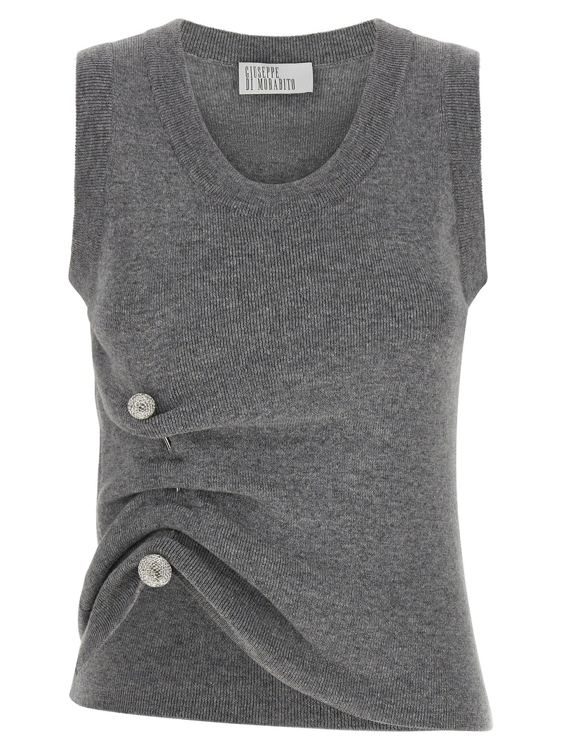 Giuseppe Di Morabito Gray Virgin Wool Sleeveles Sweater