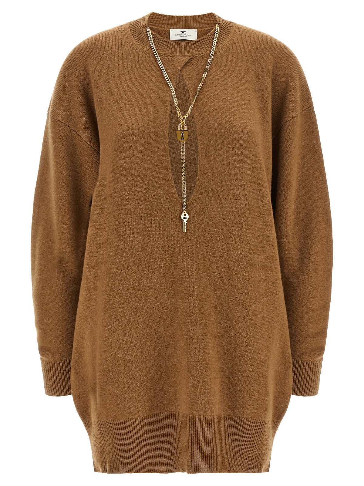 Robe Courte en Laine Marron Elisabetta Franchi