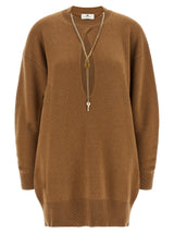 Robe Courte en Laine Marron Elisabetta Franchi