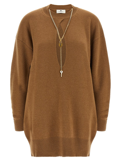 Elisabetta Franchi Brown Wool Short Dress