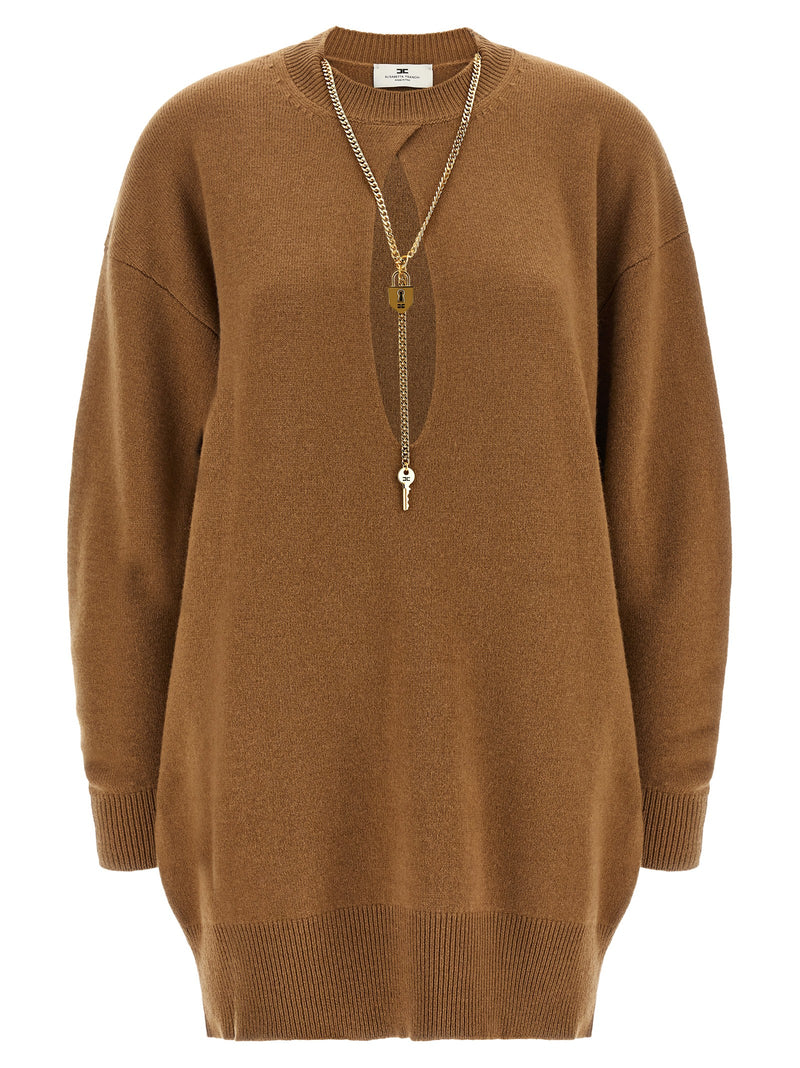 Elisabetta Franchi Brown Wool Short Dress