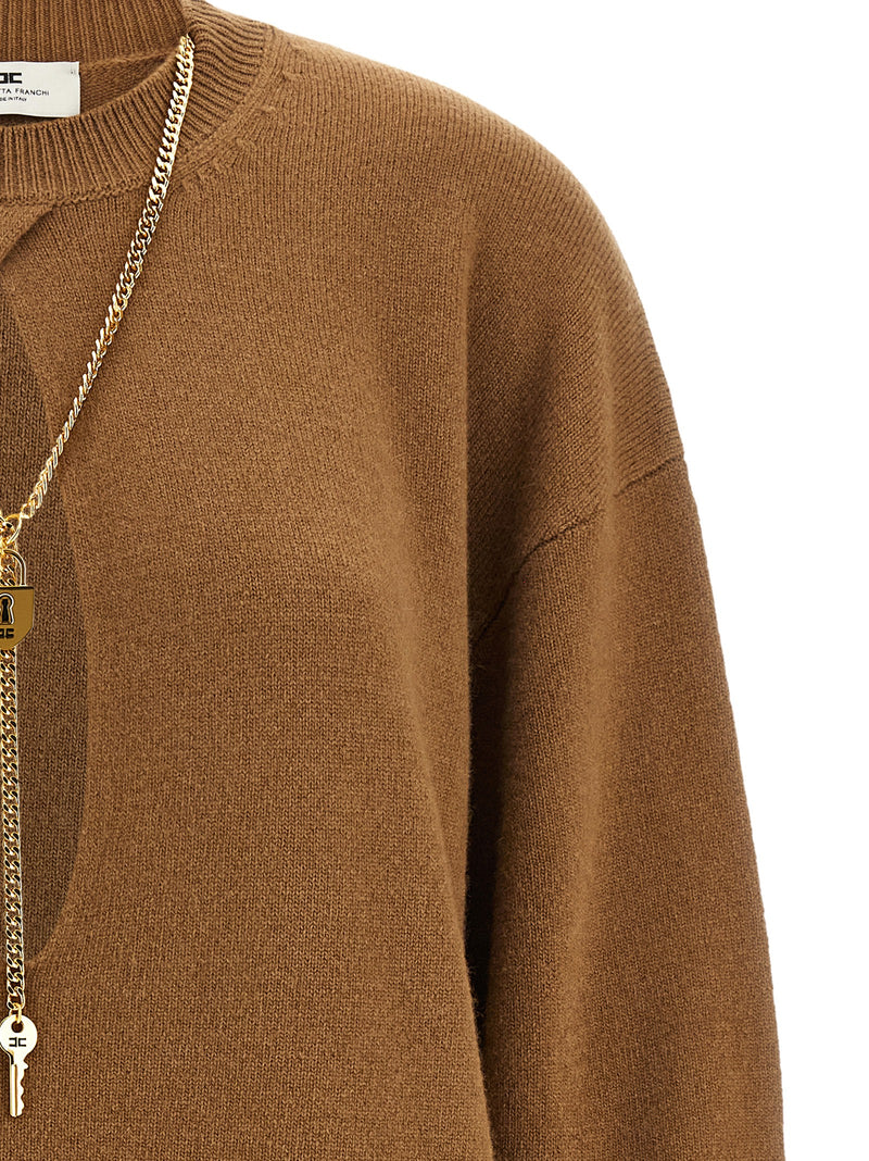 Elisabetta Franchi Brown Wool Short Dress