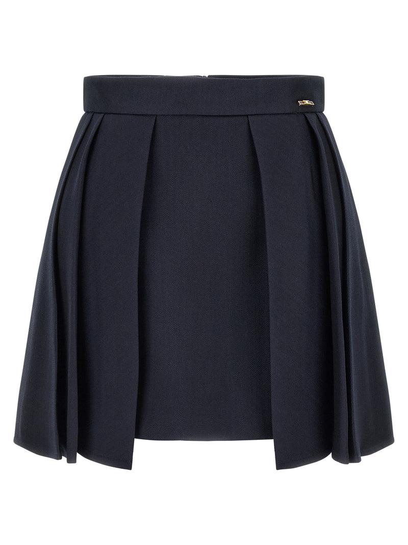 Elisabetta Franchi Blue Virgin Wool Long Skirt