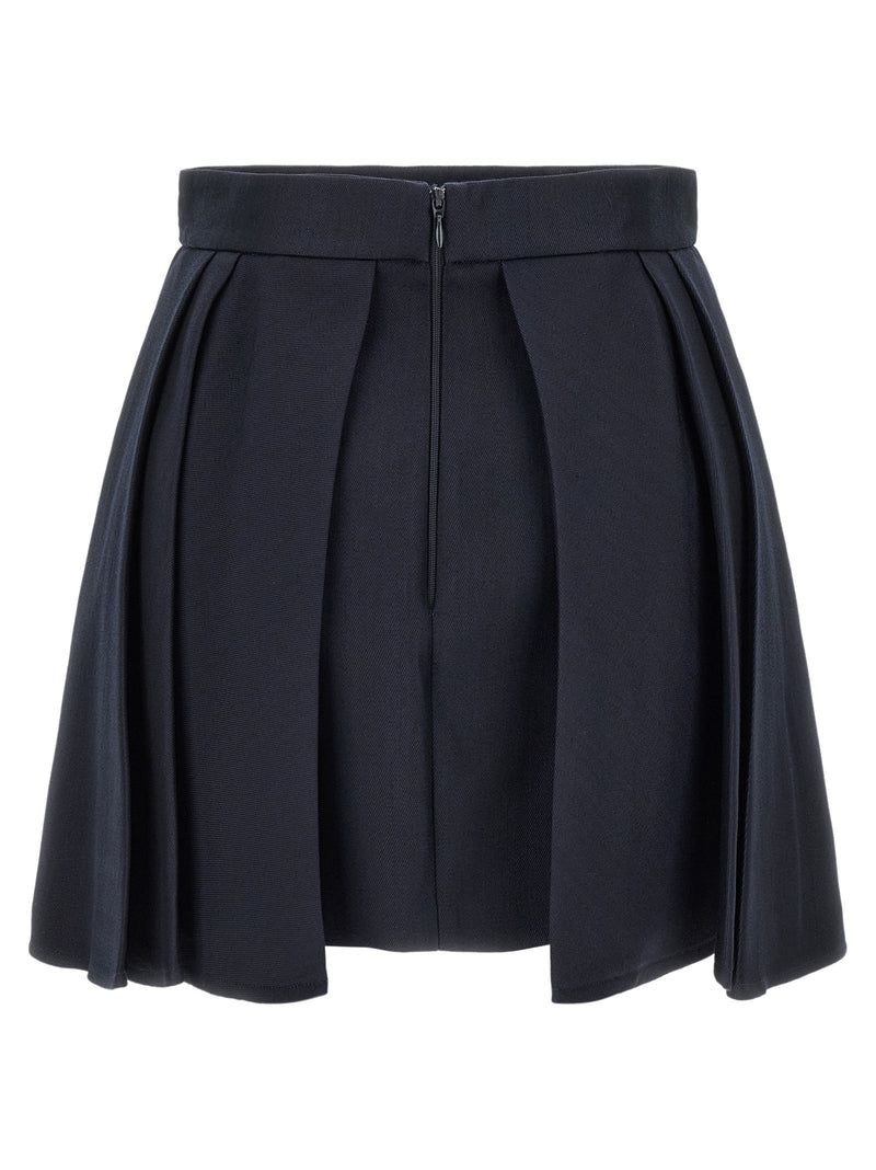 Elisabetta Franchi Blue Virgin Wool Long Skirt