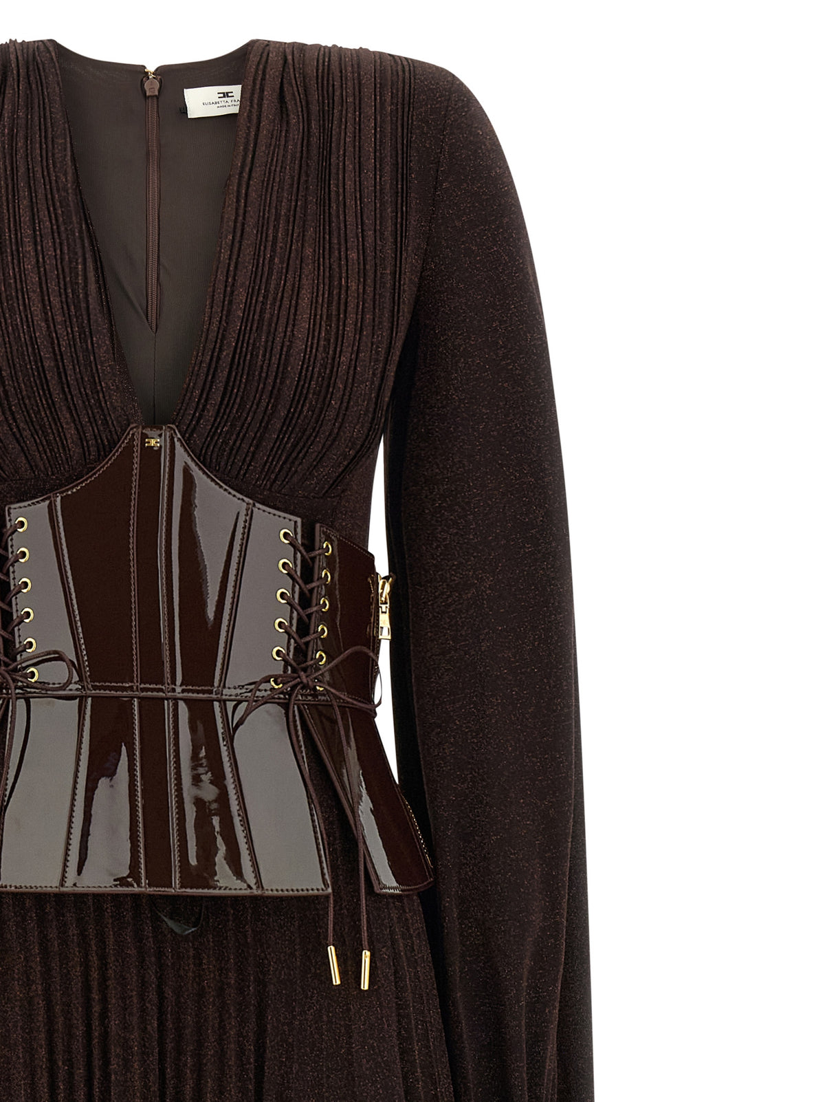 Robe Longue Elisabetta Franchi en Viscose Marron