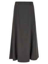 Peserico Gray Virgin Wool Midi Skirt