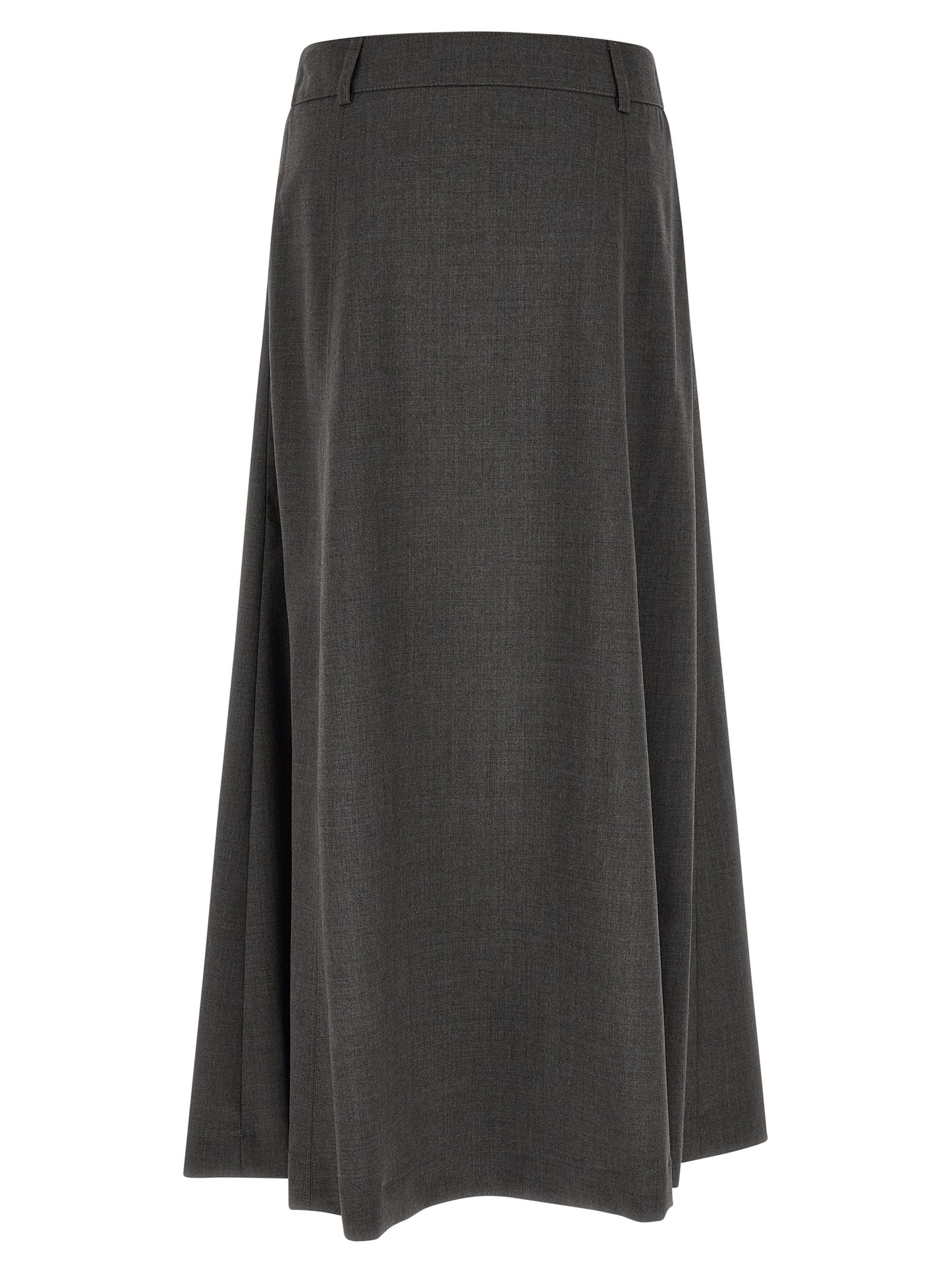 Peserico Gray Virgin Wool Midi Skirt
