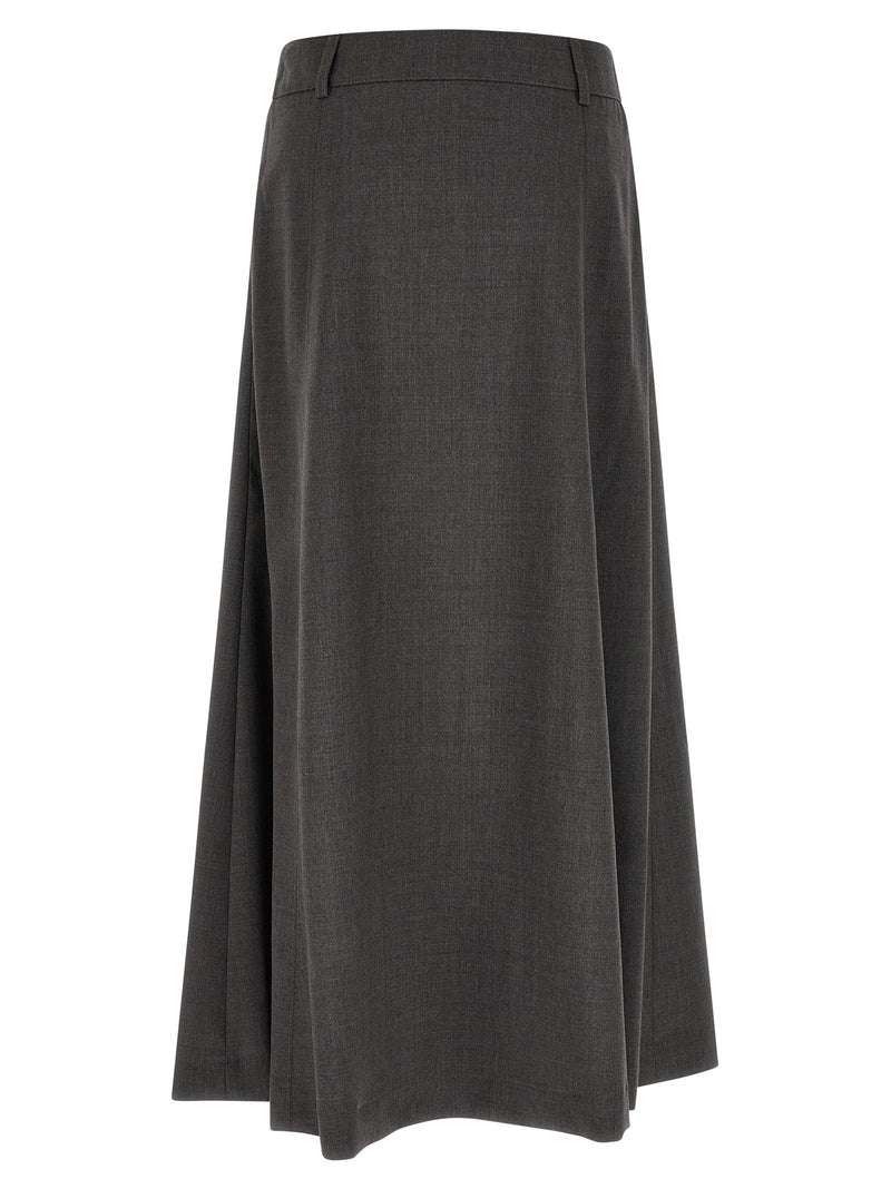 Peserico Gray Virgin Wool Midi Skirt