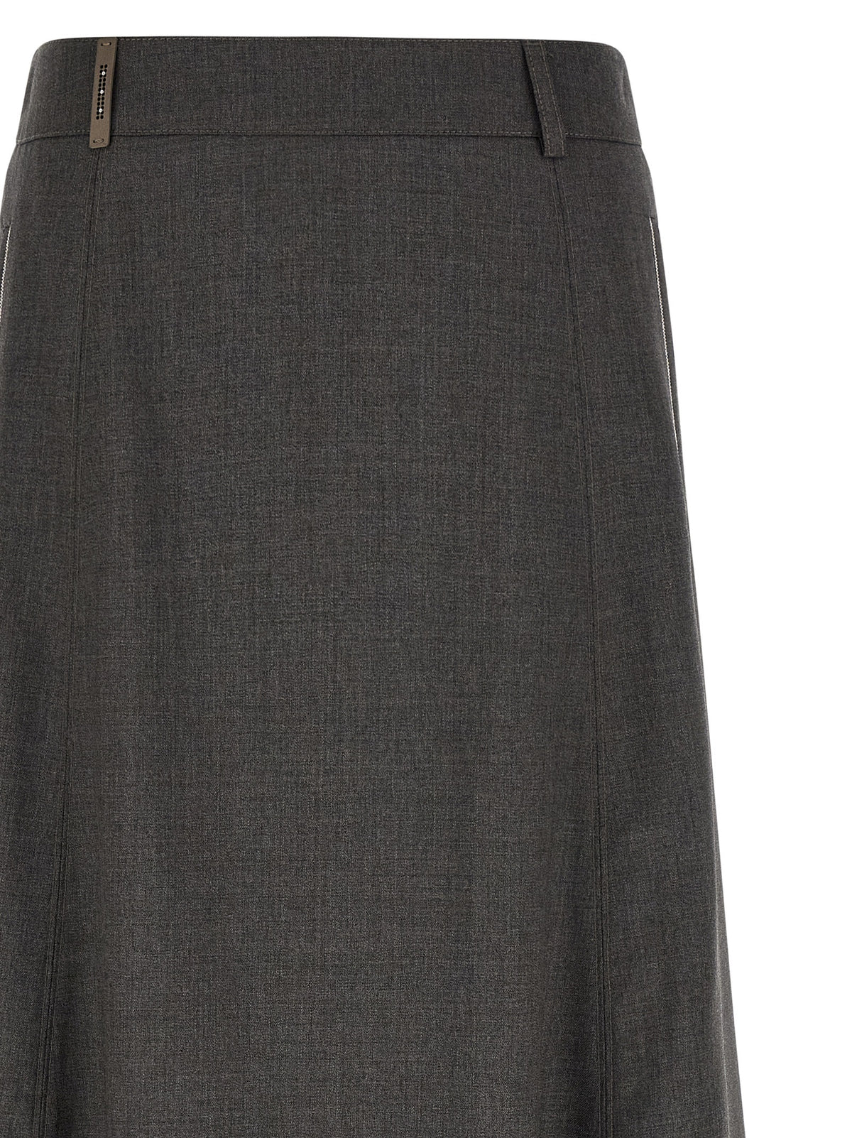 Peserico Gray Virgin Wool Midi Skirt