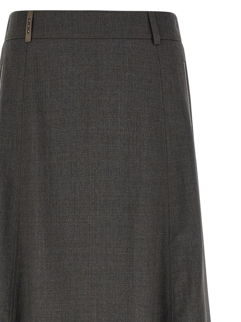 Peserico Gray Virgin Wool Midi Skirt