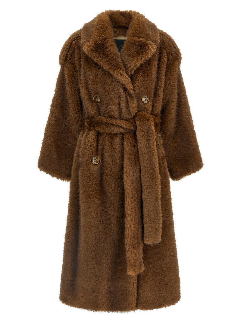 B&B COUTURE Brown Polyester Coat