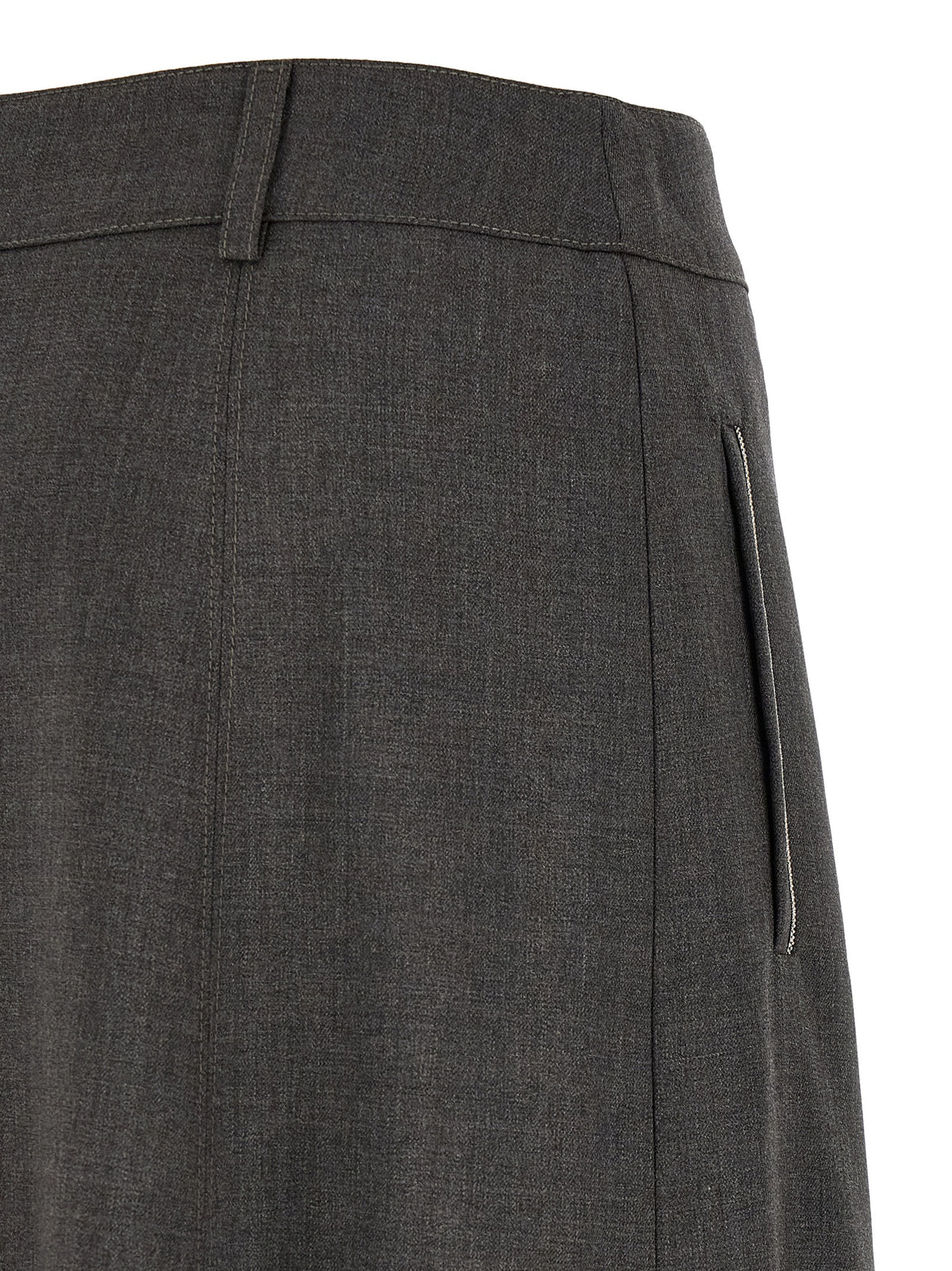 Peserico Gray Virgin Wool Midi Skirt