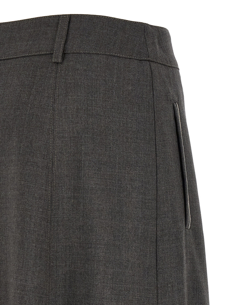 Peserico Gray Virgin Wool Midi Skirt