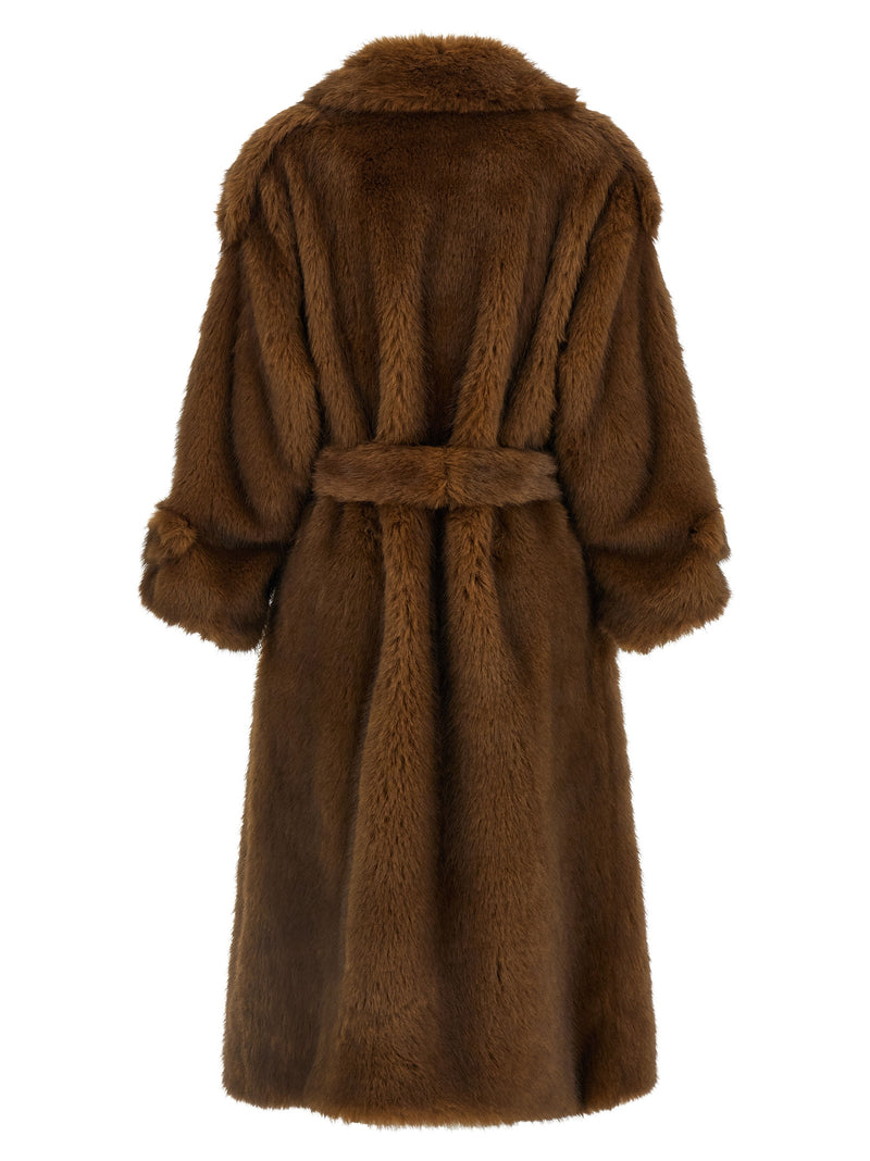 B&B COUTURE Brown Polyester Coat