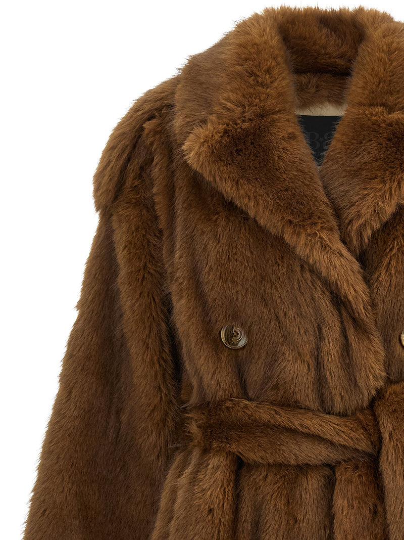 B&B COUTURE Brown Polyester Coat