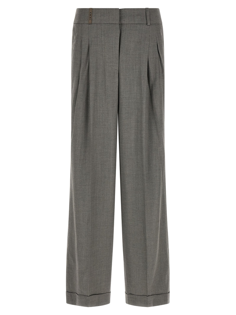 Peserico Gray Virgin Wool Casual Pants