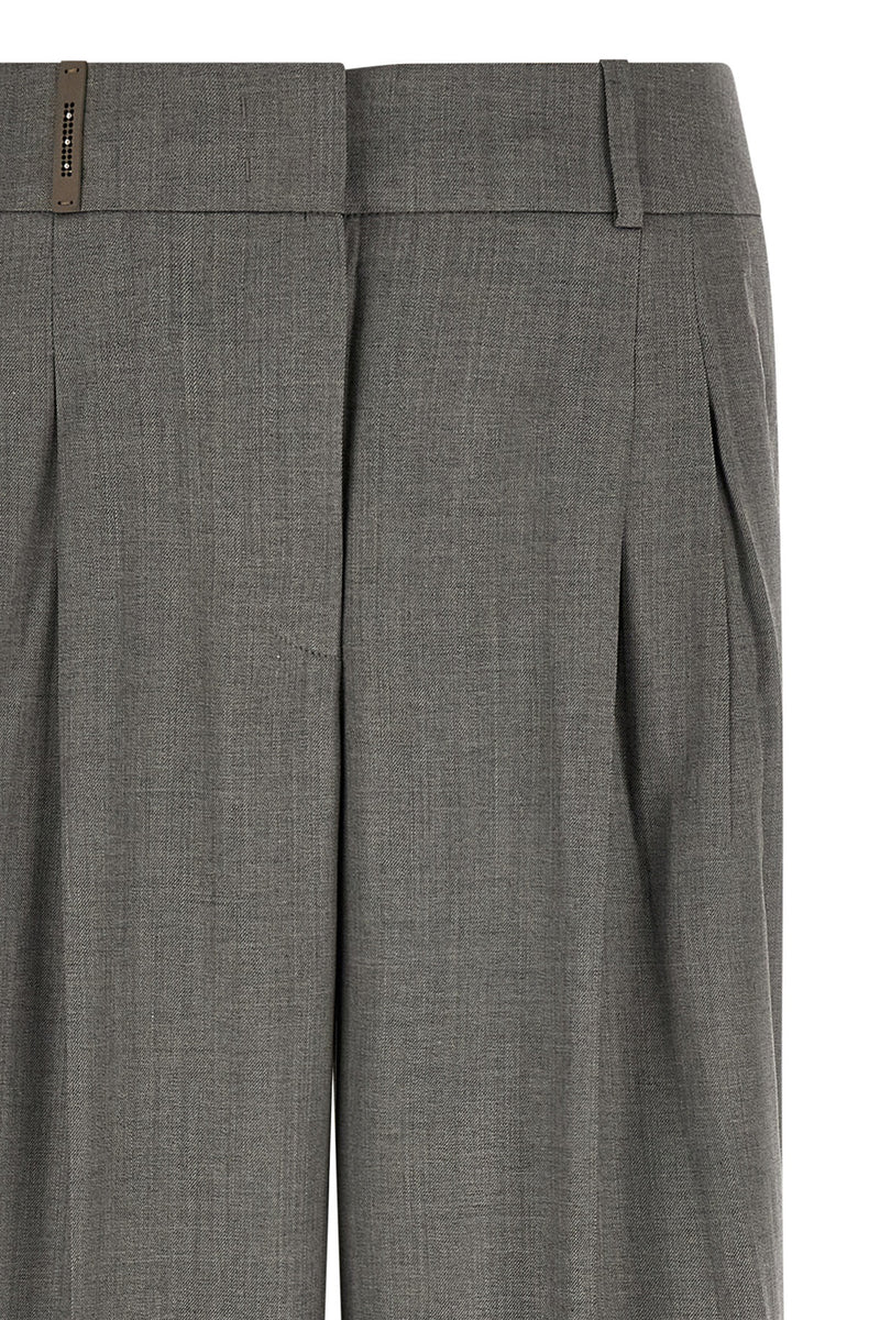 Peserico Gray Virgin Wool Casual Pants