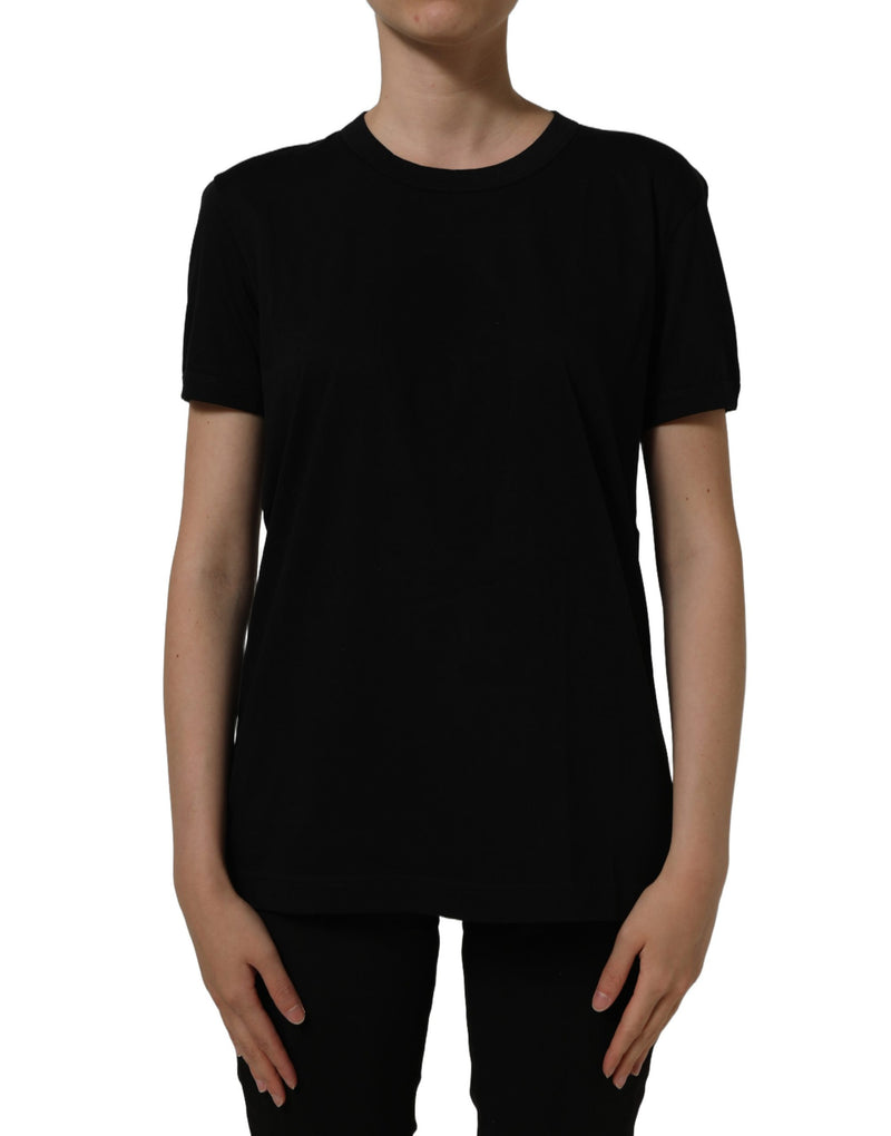 Dolce & Gabbana Black Cotton Crew Neck Short Sleeves T-shirt