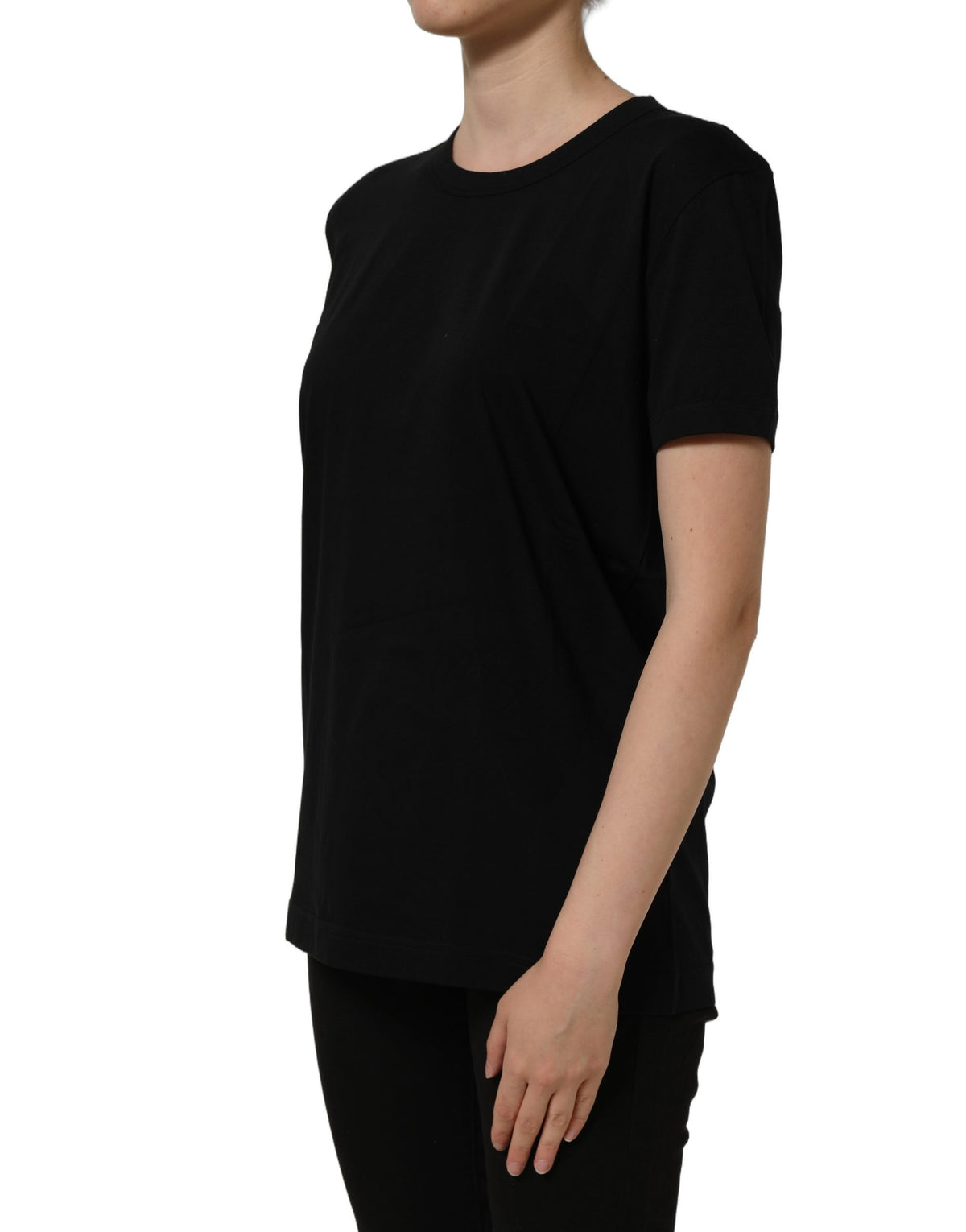 T-shirt Dolce & Gabbana en coton noir à col rond et manches courtes