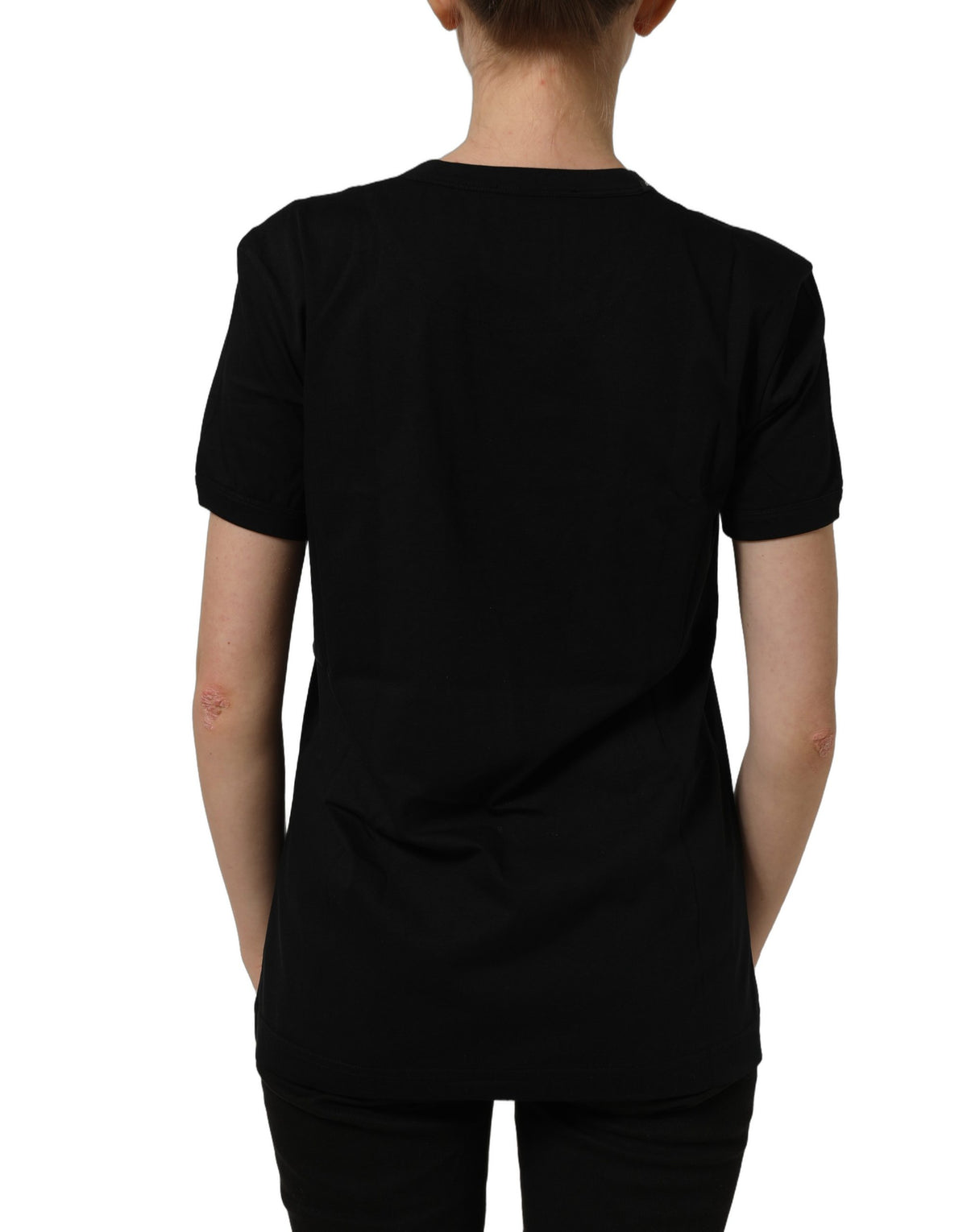 T-shirt Dolce & Gabbana en coton noir à col rond et manches courtes