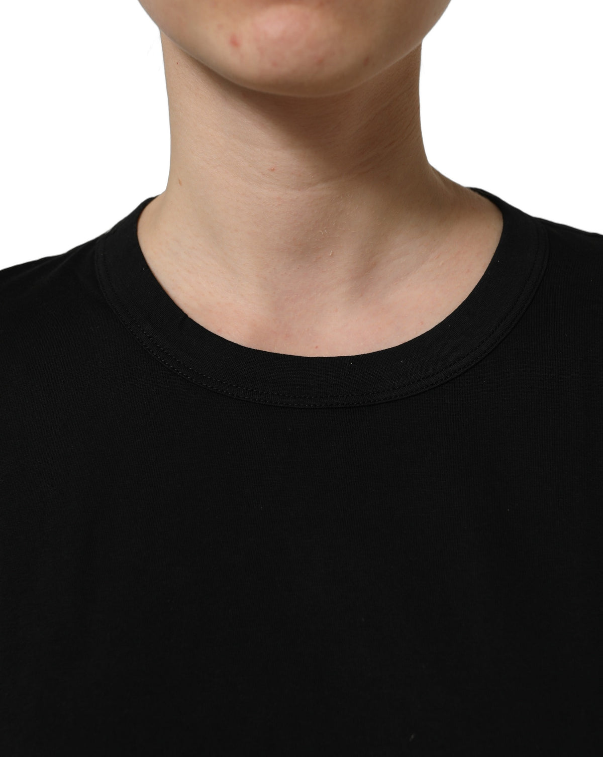 T-shirt Dolce & Gabbana en coton noir à col rond et manches courtes