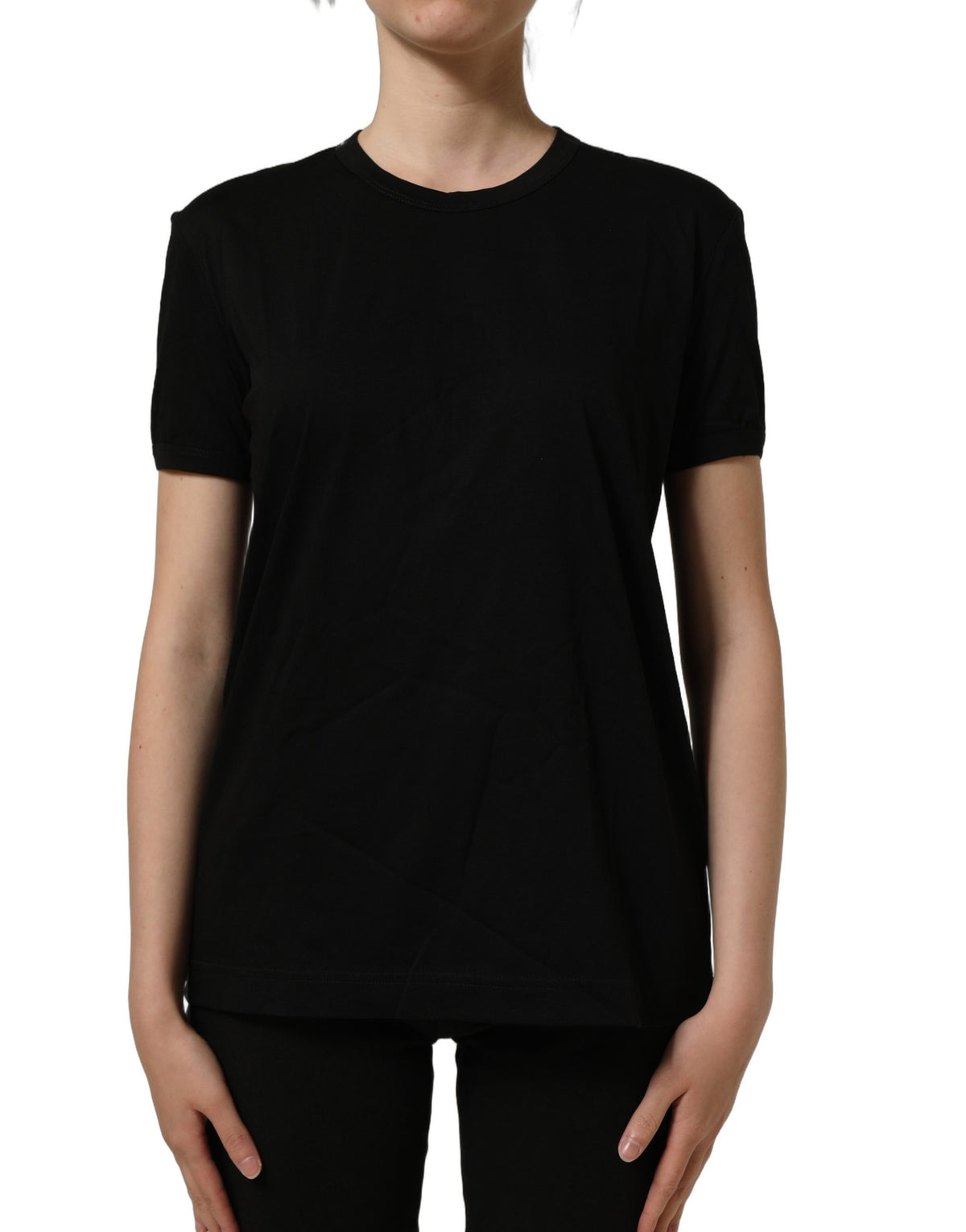 T-shirt Dolce & Gabbana en coton noir à col rond et manches courtes