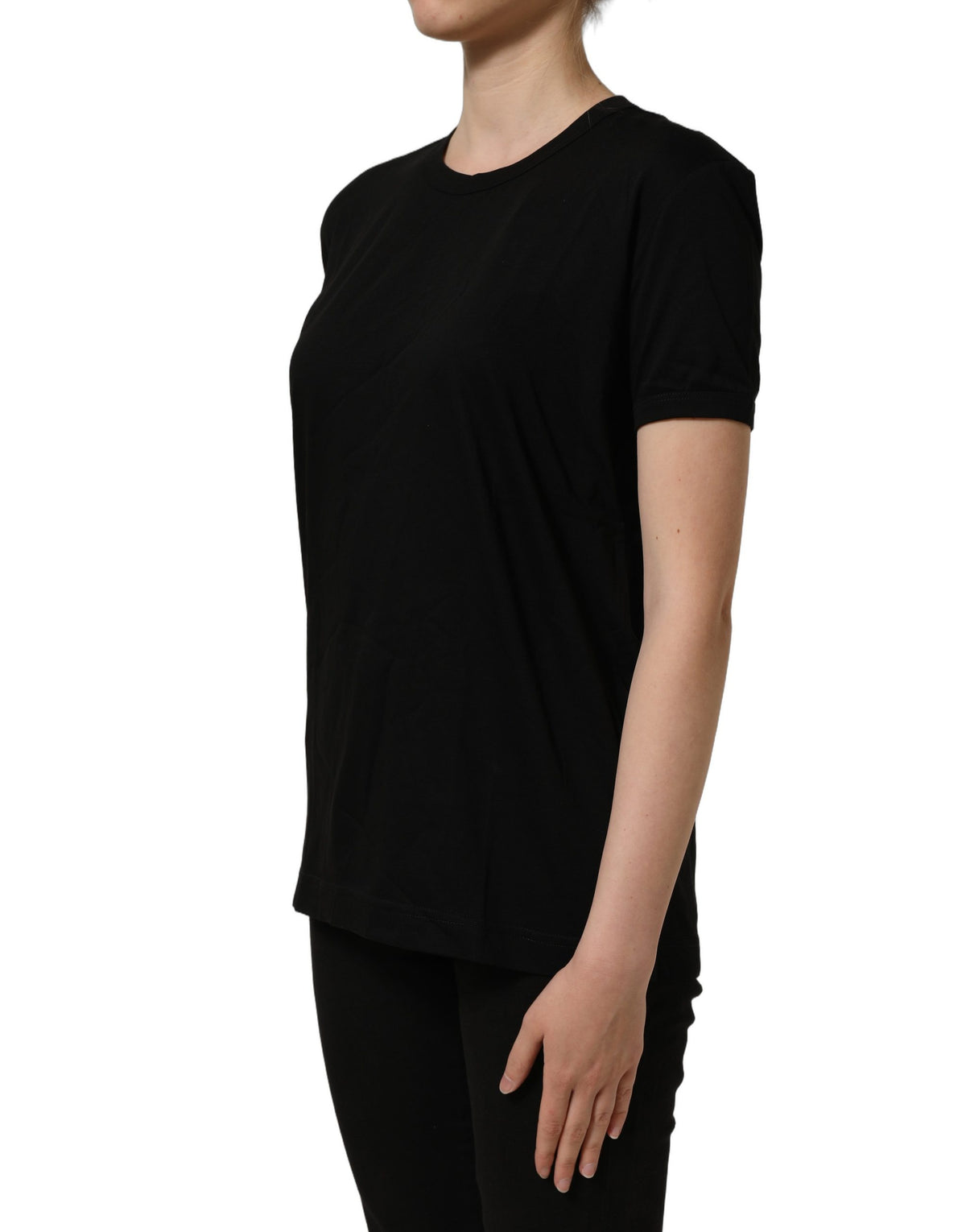 T-shirt Dolce & Gabbana en coton noir à col rond et manches courtes
