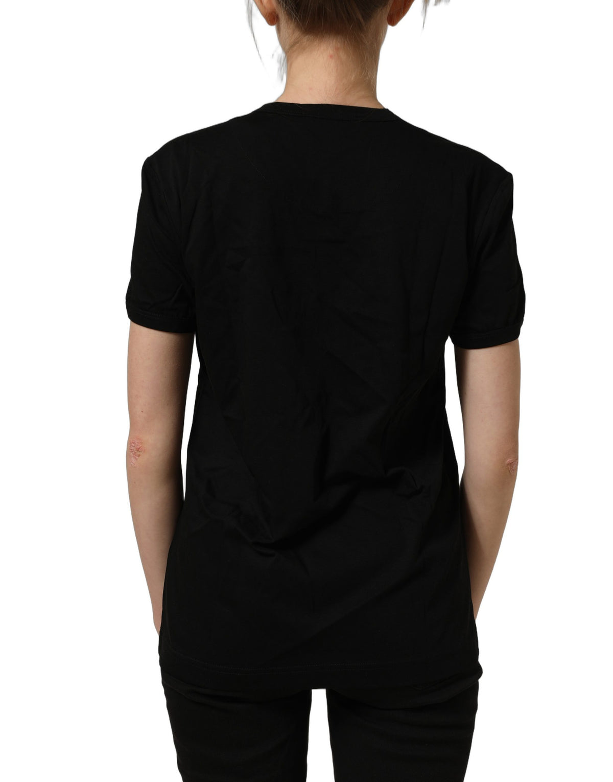 T-shirt Dolce & Gabbana en coton noir à col rond et manches courtes