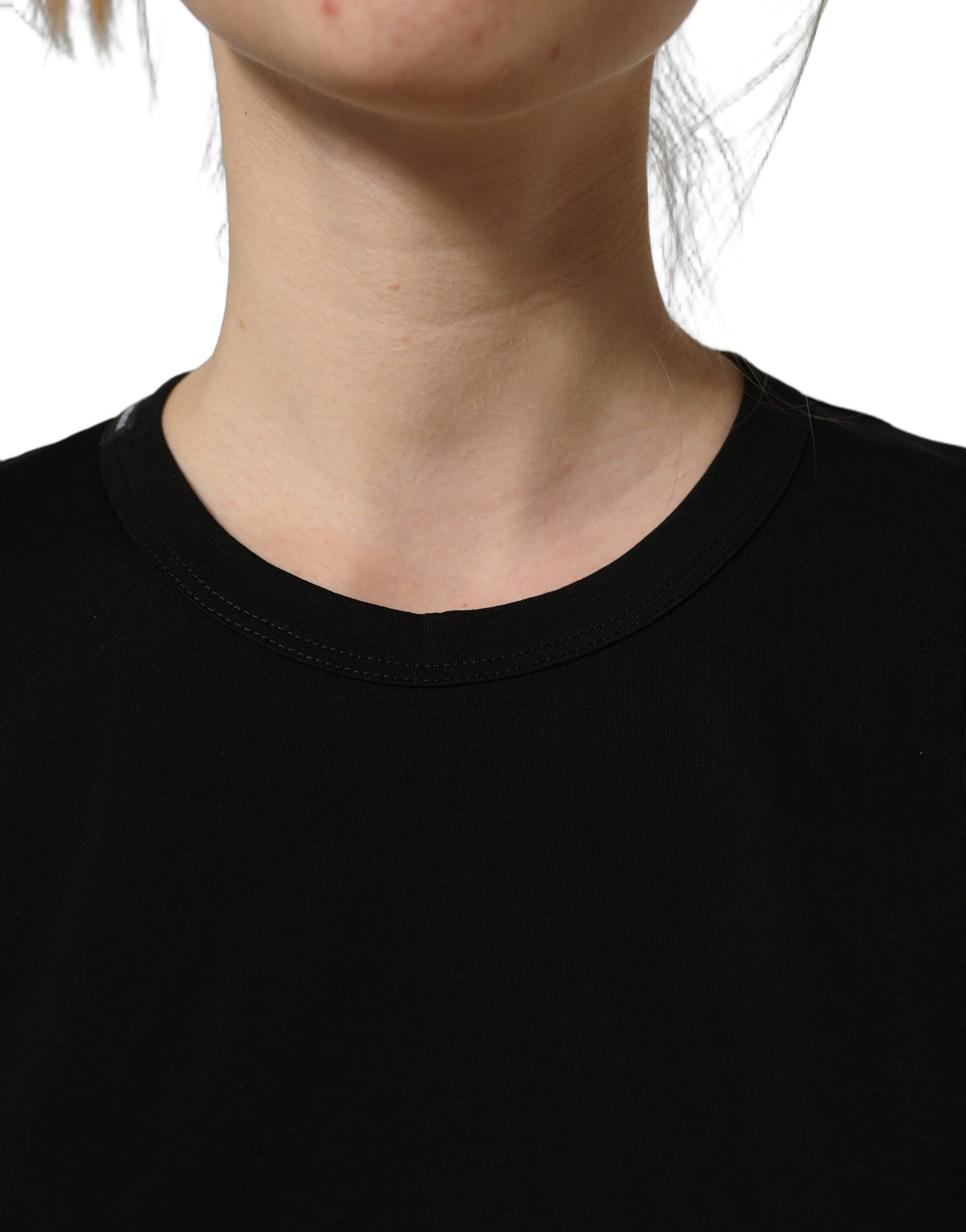 T-shirt Dolce & Gabbana en coton noir à col rond et manches courtes