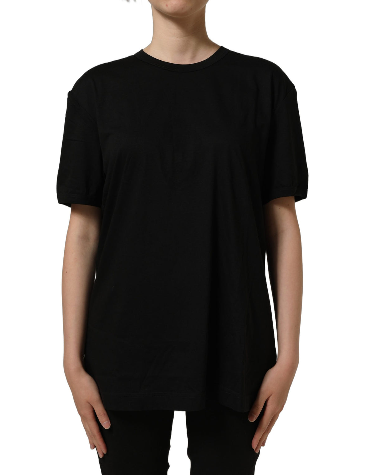 T-shirt Dolce & Gabbana noir en coton à col rond et manches courtes