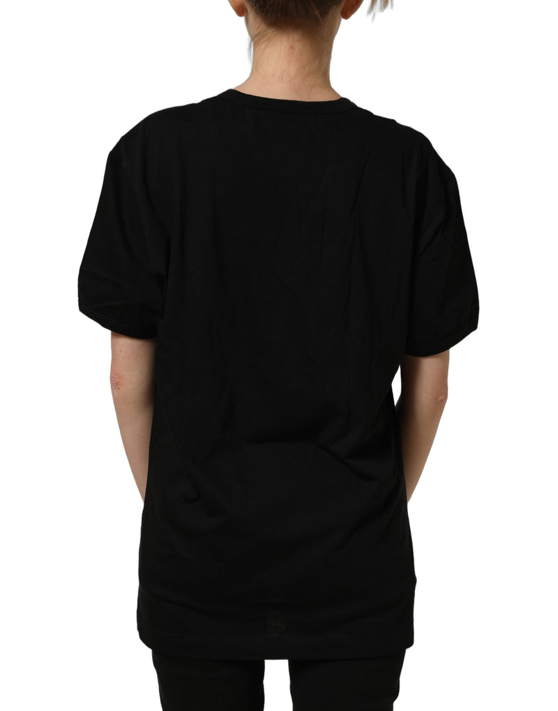 Dolce & Gabbana Black Cotton Crew Neck Short Sleeve T-shirt