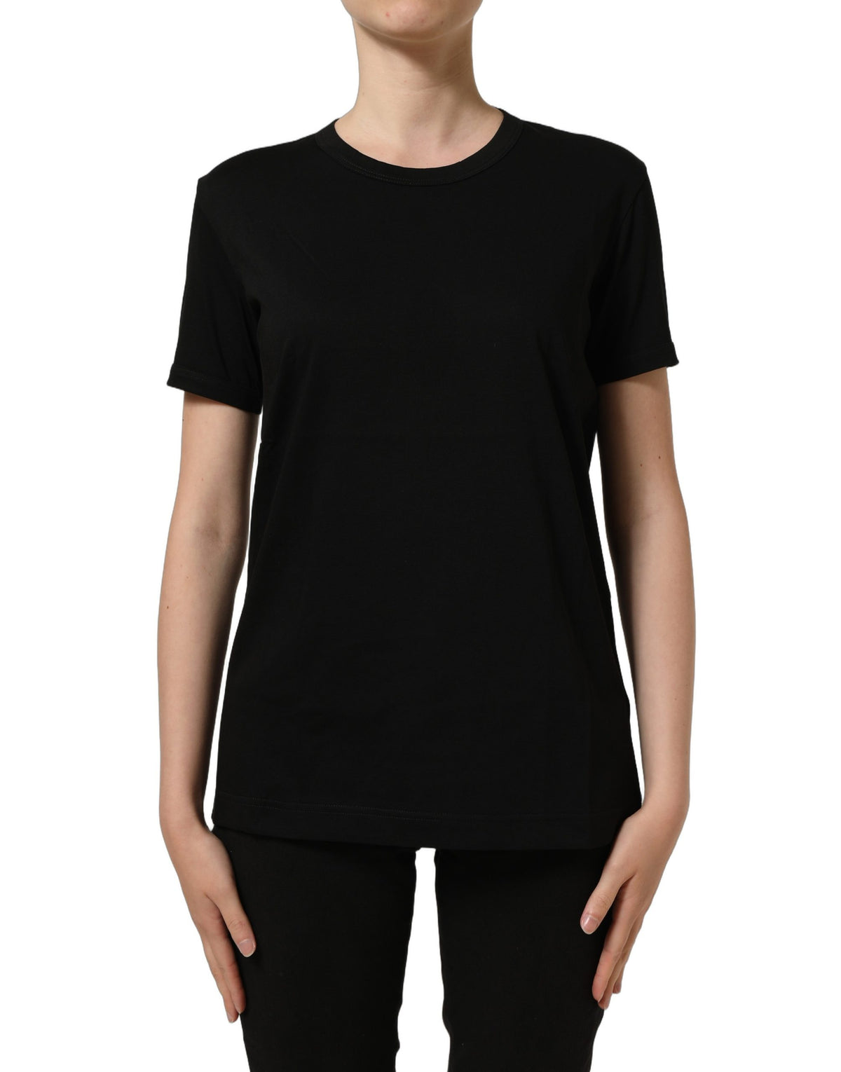 T-shirt Dolce & Gabbana en coton noir à col rond et manches courtes